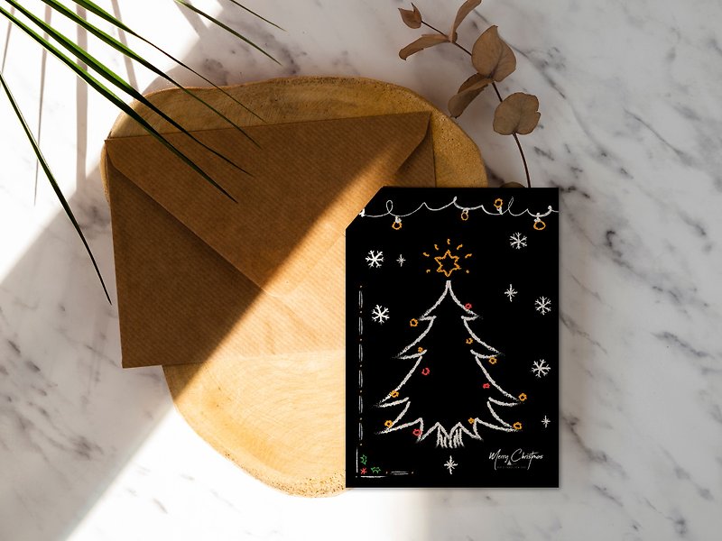 Christmas tree in the dark [CM17077] Rococo strawberry WELKIN hand-made postcard/Christmas card - Cards & Postcards - Paper 