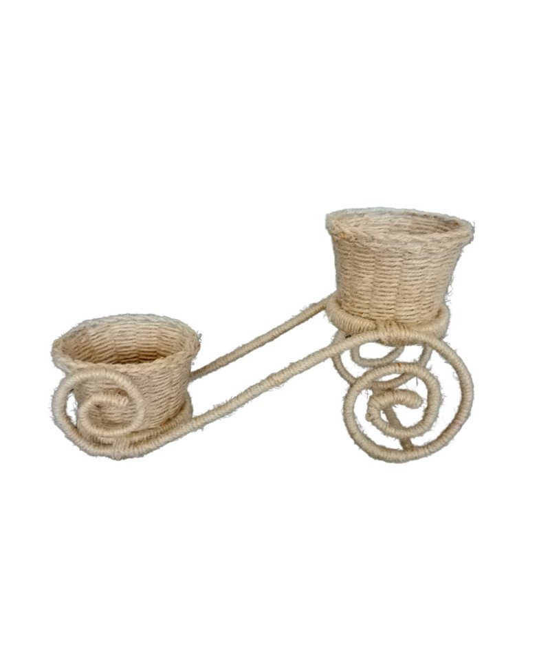 woven basket s - shape wheel planters   with jute rope for home decor - ตกแต่งต้นไม้ - พลาสติก สีกากี