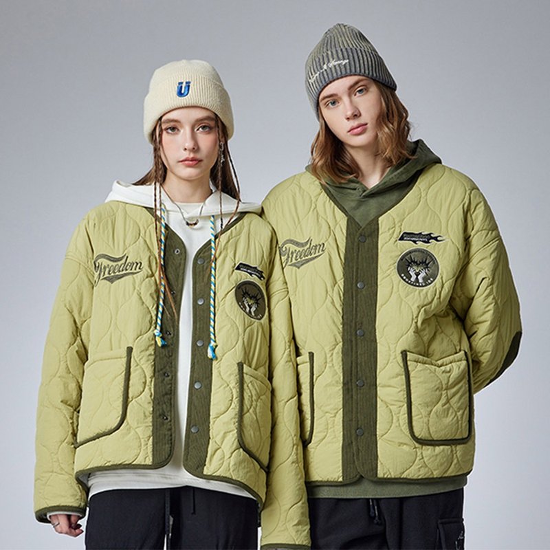 綠色保暖內膽棉服男 冬季輕巧棉衣外套 - 女大衣/外套 - 其他材質 綠色