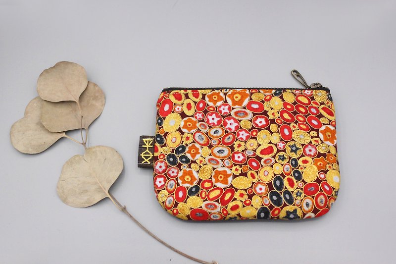 平和な小さな音楽袋 - 赤い金の石、日本の熱い金の布、両面2色の小さな財布 - 財布 - コットン・麻 レッド