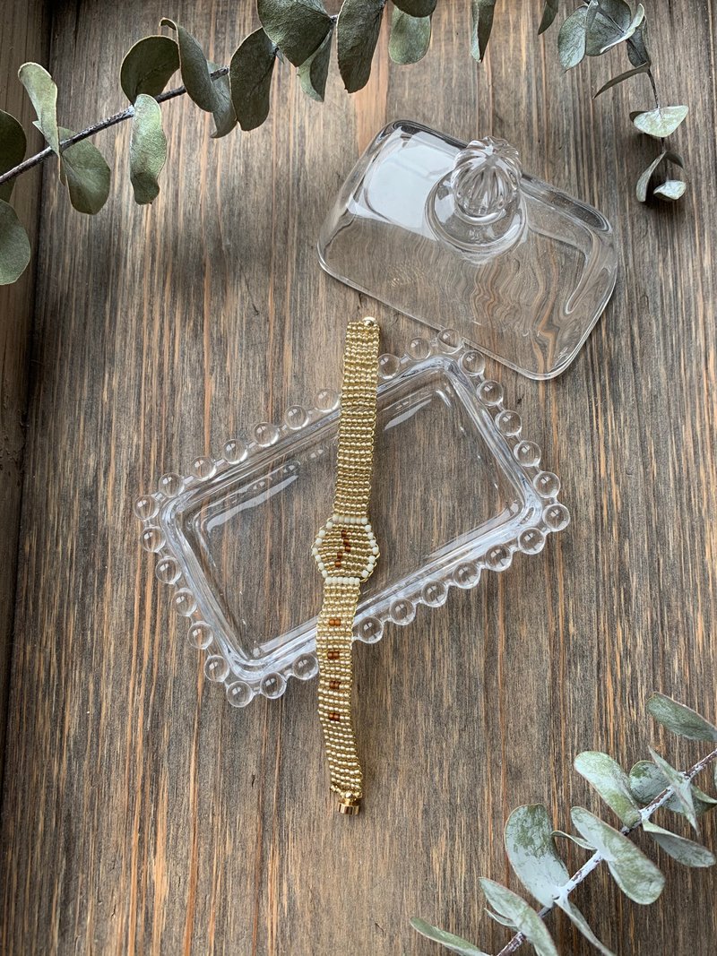 自家設計手工製珠串錶型手鍊 -  金色 - 手鍊/手鐲 - 其他材質 金色