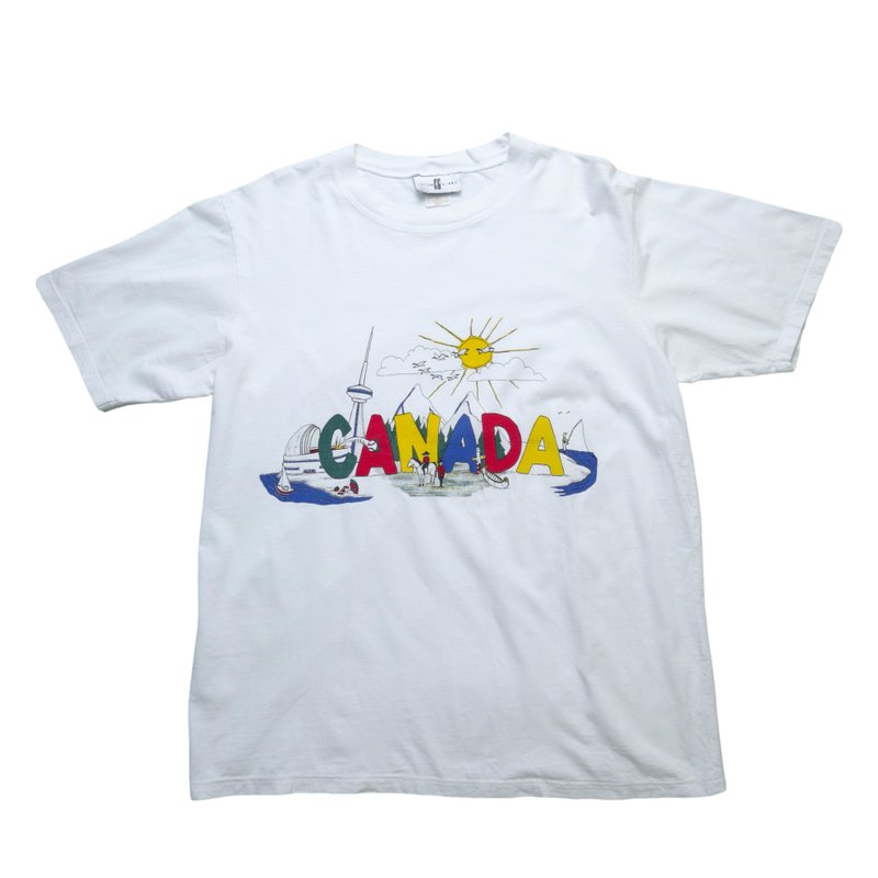 90s Canada colorful letter tee vintage T-Shirt - Men's T-Shirts & Tops - Other Materials White