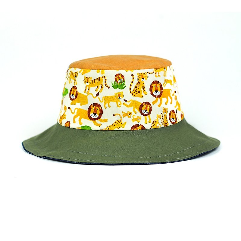 Handmade double-sided bucket hat - Hats & Caps - Cotton & Hemp Orange