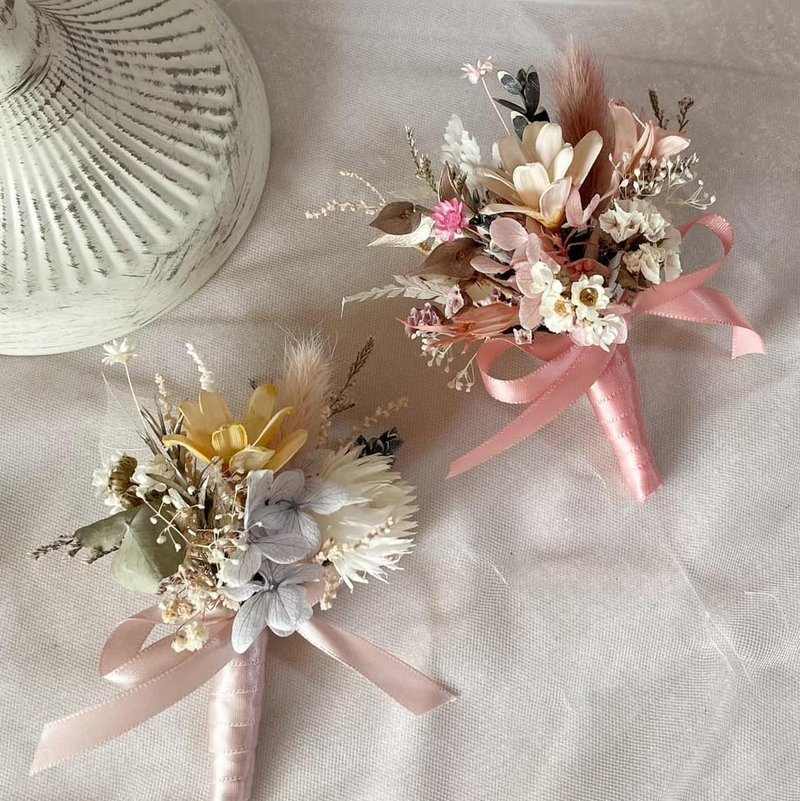 [Wedding Corsage] Corsage Officiant Corsage Immortal Rose Bridesmaid Corsage Wedding Wedding Reception - ช่อดอกไม้แห้ง - พืช/ดอกไม้ 