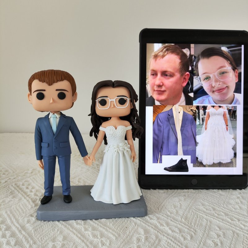 客製化3D人像公仔 訂製手工Funko Pop情侶父母夫妻結婚週年禮物 - 公仔/玩偶 - 黏土 多色