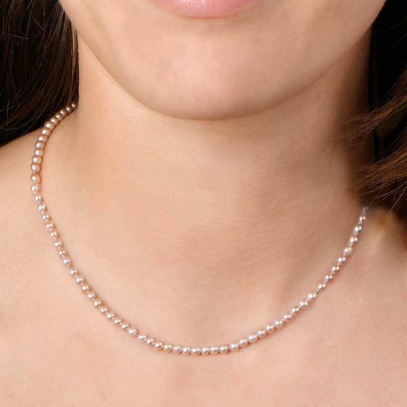 Little Pearl-18K Gold clasp with 3-4mm Cultured Freshwater Pearl Necklace - Necklaces - Pearl Black