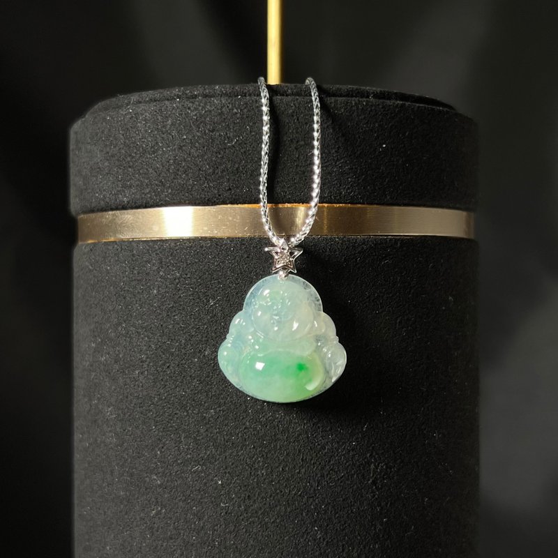 Blessing | Ice Green Maitreya Buddha Pendant - Necklaces - Jade Transparent