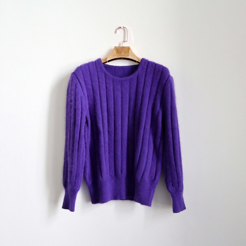 パンプキンヴィンテージ。古代の紫色の縦のウサギの毛皮のプルオーバーのセーター - ニット・セーター - その他の素材 パープル