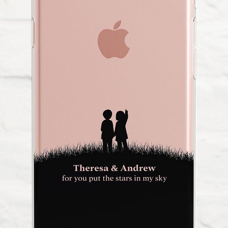 Add your Name and Message, Hand in Hand, Clear Case, iPhone 14 to SE, Samsung - Phone Cases - Rubber Black