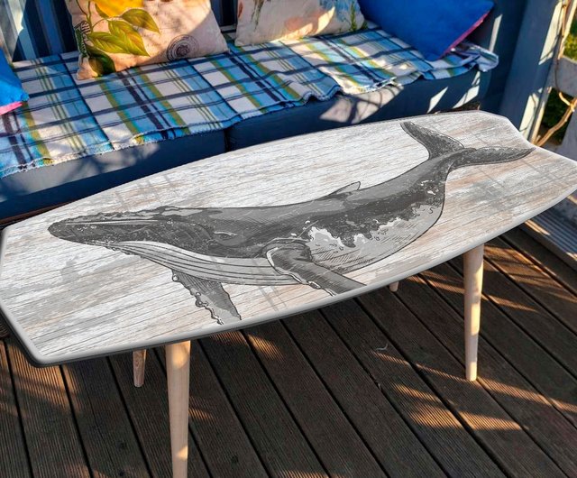 サーフボード型折りたたみテーブル☆ハンドメイド☆ - テーブル