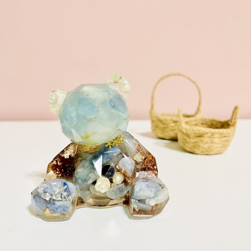 小熊奧剛擺件/療癒/orgonite - 擺飾/家飾品 - 半寶石 藍色