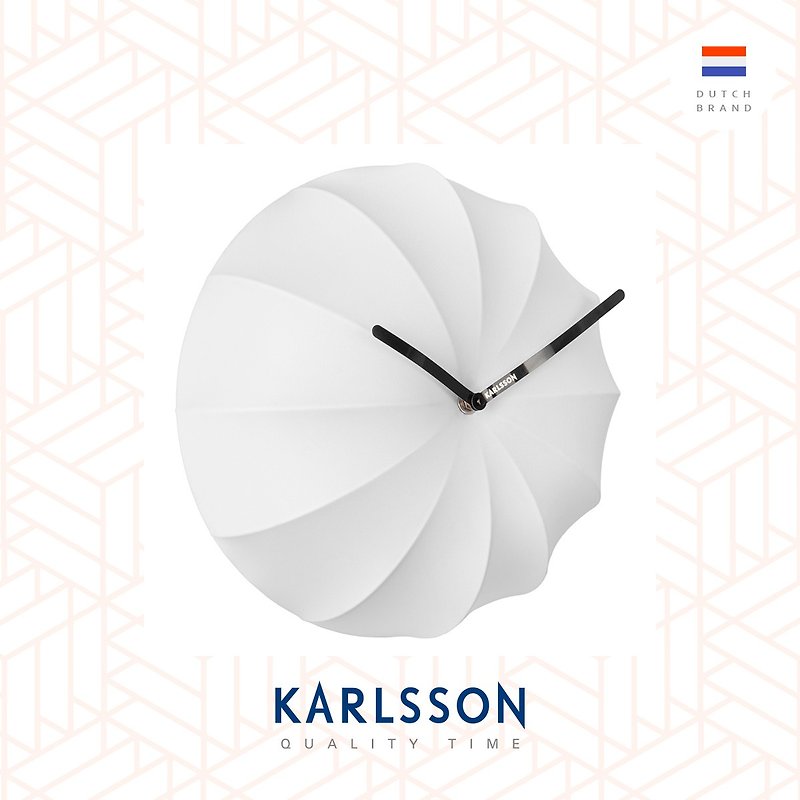 荷蘭Karlsson Wall clock Stretch lycra white 白色布藝設計掛鐘 - 時鐘/鬧鐘 - 其他人造纖維 白色