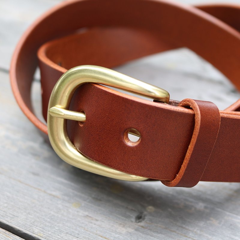 "CANCER popular laboratory" - handmade belt / tailored / 30mm / men apply / Father's Day gift / hit color belt / smoked brown - Belts - Genuine Leather Brown