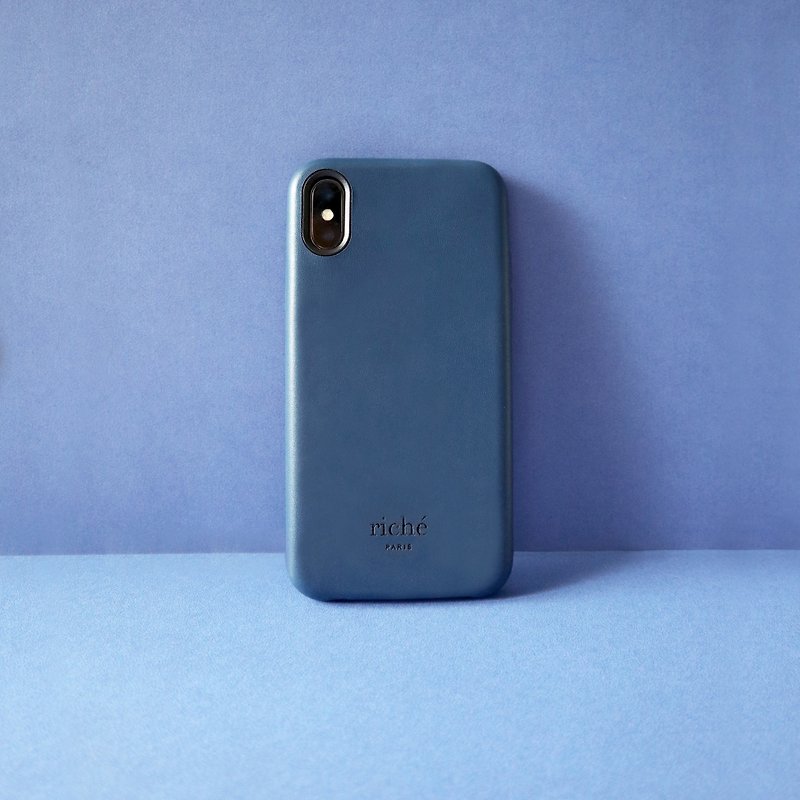 Seawater dark blue leather phone case - เคส/ซองมือถือ - หนังเทียม สีน้ำเงิน