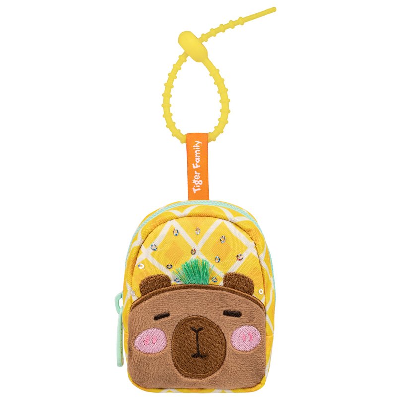 迷你小書包零錢包吊飾-豚豚君 卡皮巴拉 Capybara 水豚 - 零錢包/小錢包 - 聚酯纖維 橘色