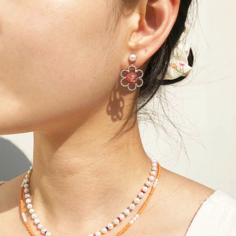 Beads & Pearl Errings,Ring SET - 耳環/耳夾/耳骨夾 - 玻璃 