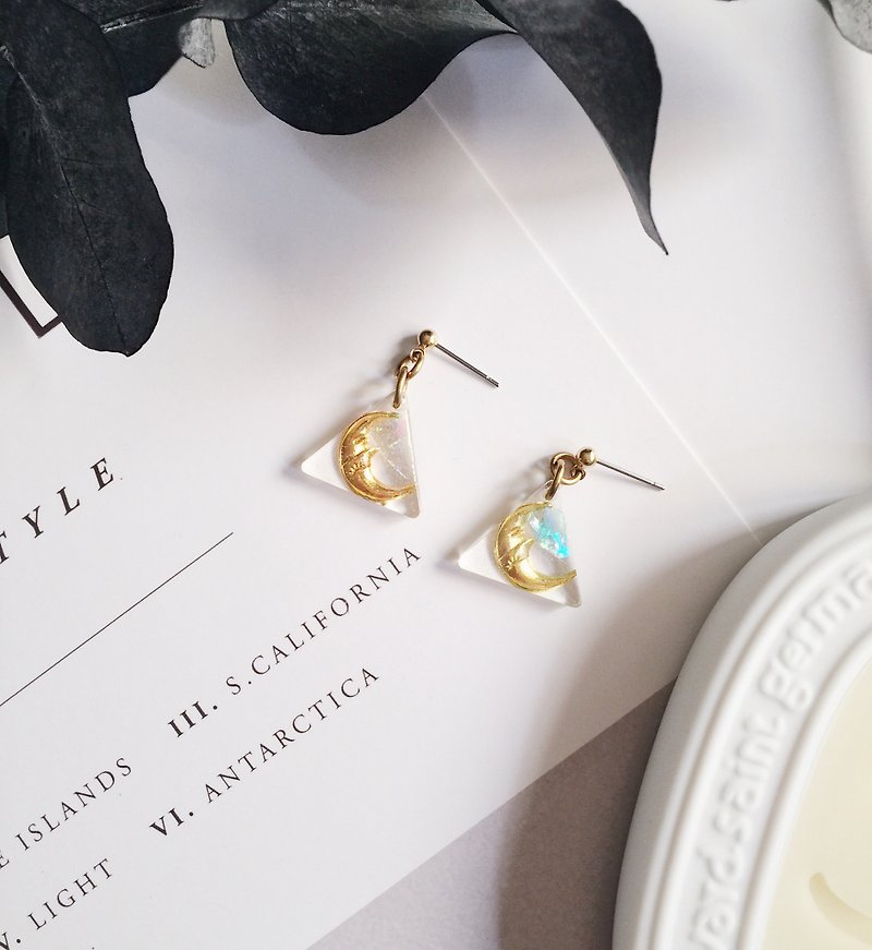 La Don - Transparent Triangle - Inverted Moon Ear/Ear clip - Earrings & Clip-ons - Resin Yellow