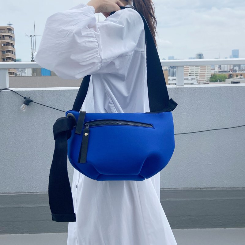 Soft neoprene-like material 2-way shoulder bag, royal blue, personalized - Messenger Bags & Sling Bags - Other Materials Blue