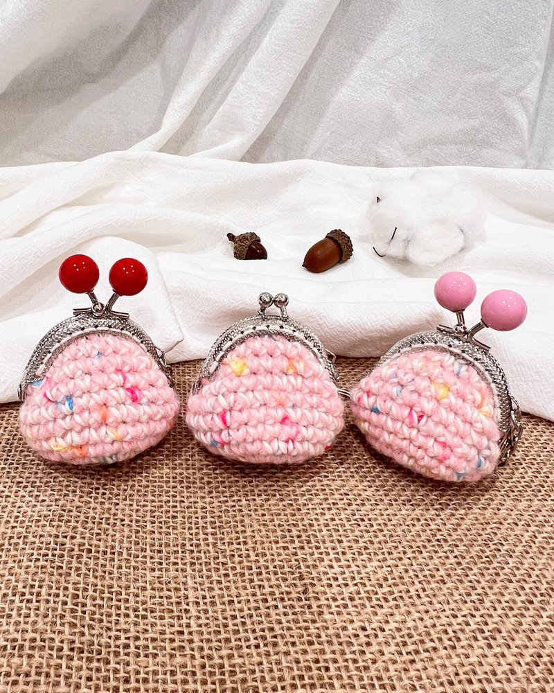 【迷你口金包】糖果粉紅-經典款&限定款 鑰匙圈/吊飾 - 零錢包/小錢包 - 羊毛 