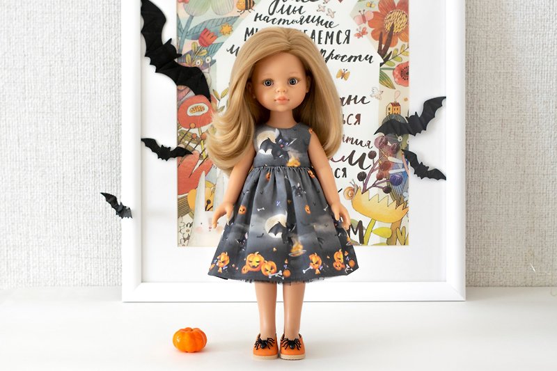 Halloween outfit for doll Paola Reina, Little Darling, Siblies (33cm/13 inch) - ของเล่นเด็ก - ผ้าฝ้าย/ผ้าลินิน สีดำ