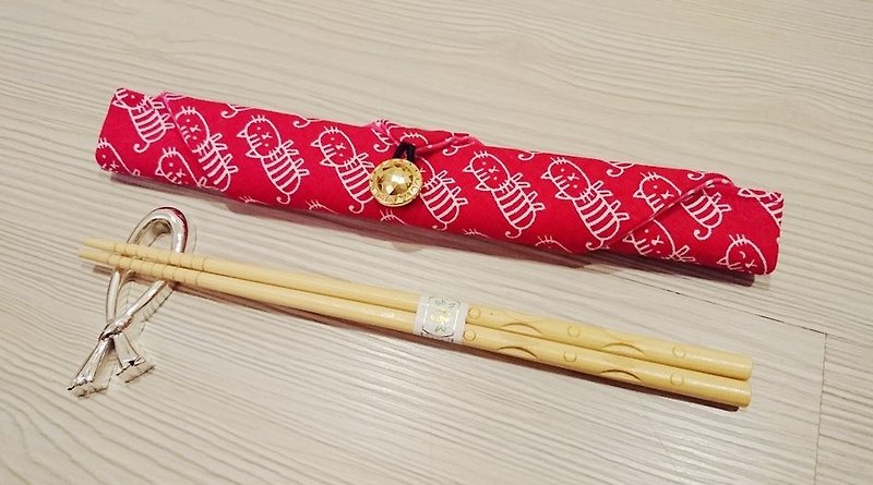 環保餐具收納袋 筷子袋 組合筷袋 單雙筷子袋 AC-106 - 筷子/筷架 - 棉．麻 紅色