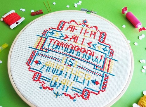 Funny Quote Cross stitch KIT - After All. Tomorrow is Another Day