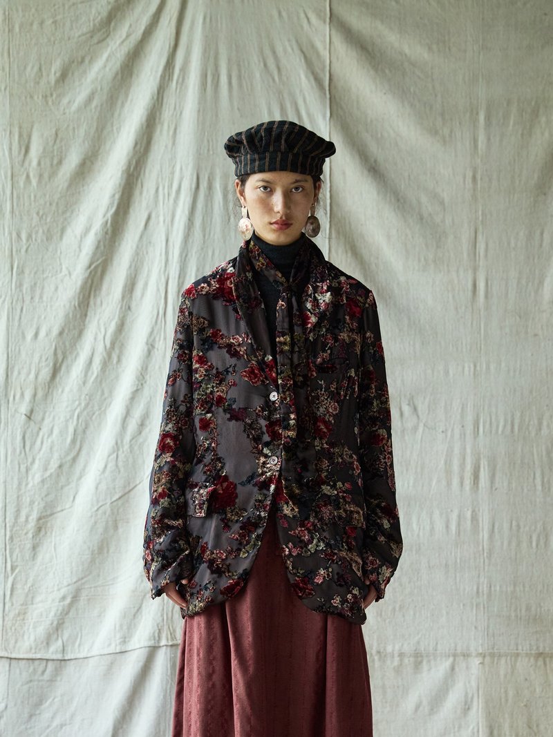 日系復古 / 提花休閒外套/ 絲絨 - 女大衣/外套 - 其他材質 