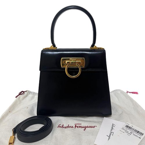 フェラガモ　フィアンマ 2way ハンドバッグ ガンチーニ レザー Salvatore Ferragamo フェラガモ ガンチーニ 2way ハンドバッグ