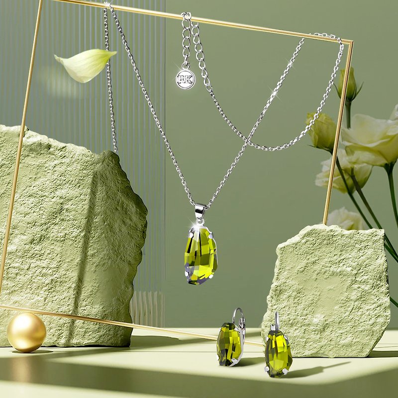 Calypso Set / Austrian crystal Oliver - Necklaces - Crystal Green