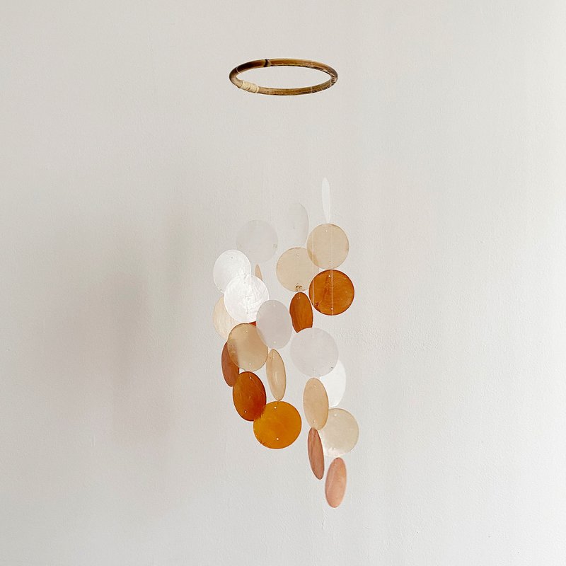 DIY-KIT| Italian Xyl.-Orange, White-Circle| Shell Wind Chime Mobile | #0-383 - 其他 - 貝殼 橘色