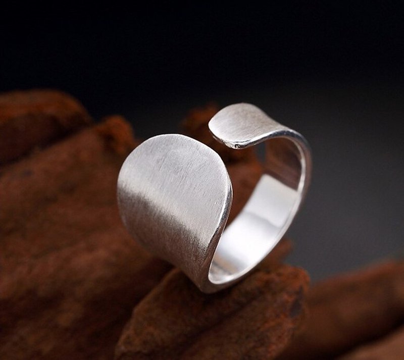 Real S 925 Sterling Silver Fine Jewelry Handmade Brushed Asymmetric Finger Rings - General Rings - Sterling Silver Silver