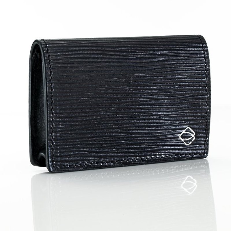 [La Fede] Vegetable Tanning-AQUA Series-Business Card Holder-Classic Black (Cannot be printed) - Card Holders & Cases - Genuine Leather Black