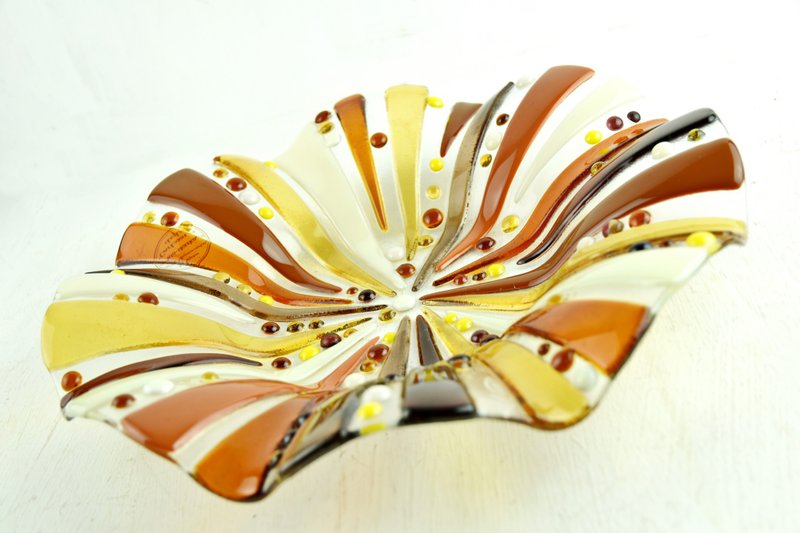 Dessert fused glass modern candy dish - Fused glass art - Bowls - Glass Brown