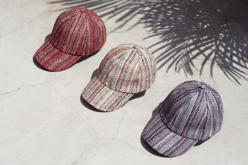 Knitting cap / knit cap / hat / visor / sports cap / hand-woven cap / cotton Linen cap - burgundy - หมวก - ผ้าฝ้าย/ผ้าลินิน หลากหลายสี