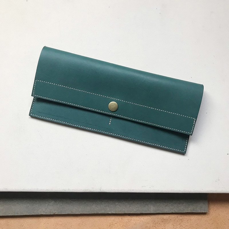 Leather long clip_ultra-thin minimalist 4 card layers_double banknote layer_four colors optional (one person in a group) - Leather Goods - Genuine Leather 