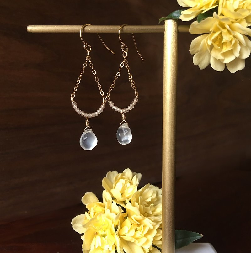 Handmade earrings zircon crystal lamp - Earrings & Clip-ons - Gemstone Transparent