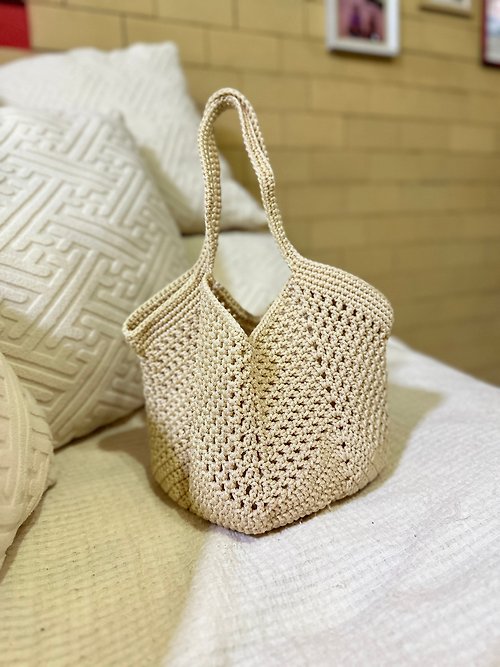 indeecraft Umbrella rope crochet bag, curry bag shape
