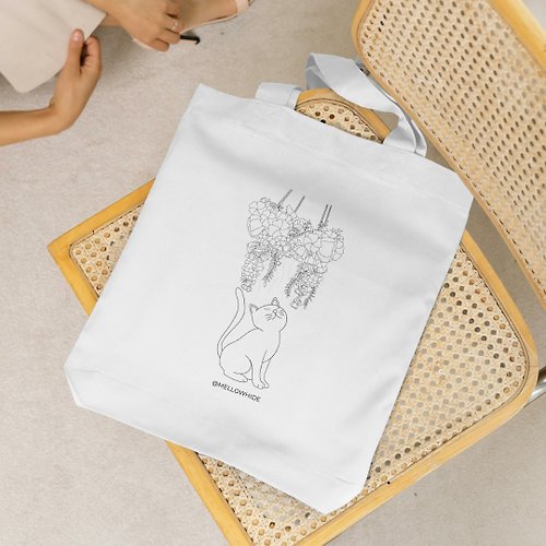 MELLOWHIDE 客製化 花花貓咪 環保帆布包 休閒包 健身包 購物袋