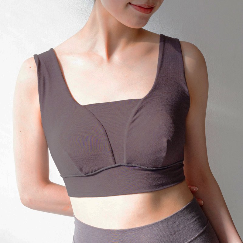 【日本製】米ぬかレーヨン × コットン　ワイヤレスブラ　保湿　敏感肌　スキンケア　日本製 - 女內衣褲 - 環保材質 咖啡色