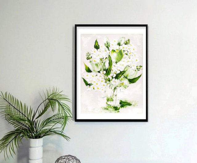 油彩画 花瓶の花 サイン入り - メルカリ