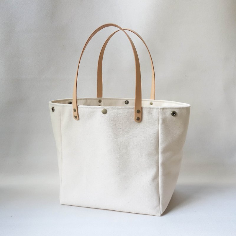 Simple Side Backpack・L・White - กระเป๋าแมสเซนเจอร์ - ผ้าฝ้าย/ผ้าลินิน ขาว