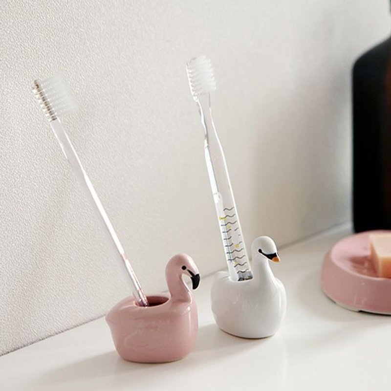Dailylikeスタイルセラミック歯ブラシホルダー-02ピンクのフラミンゴ、E2D49030 - 花瓶・植木鉢 - 磁器 ピンク