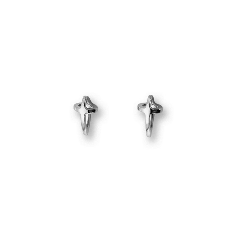 Foi 18K White Gold Earring - ต่างหู - เครื่องประดับ สีเงิน