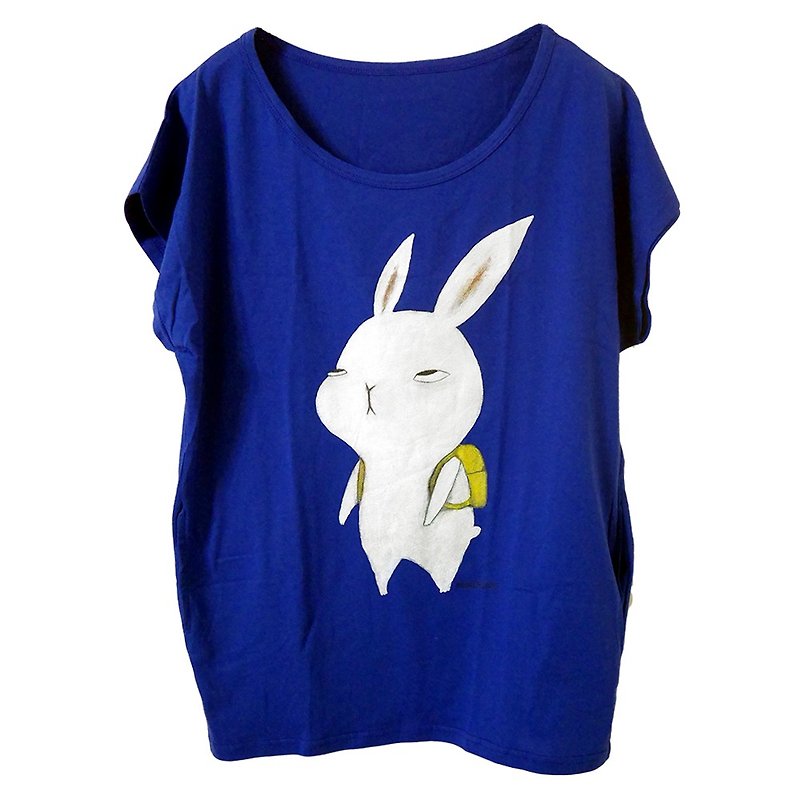 emmaAparty illustrator long version T: Rabbit who doesn't want to go to work - เสื้อยืดผู้หญิง - ผ้าฝ้าย/ผ้าลินิน 