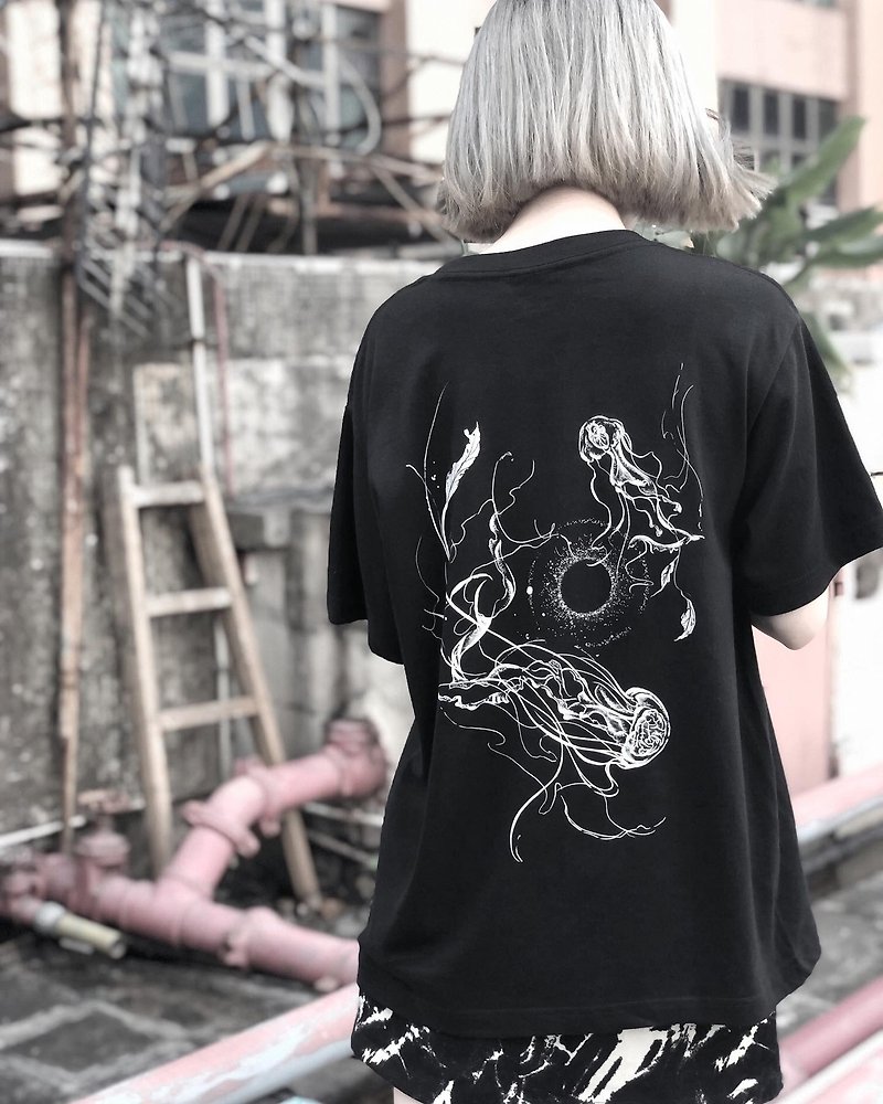 Jellyfish | T-Shirt - เสื้อฮู้ด - ผ้าฝ้าย/ผ้าลินิน สีดำ