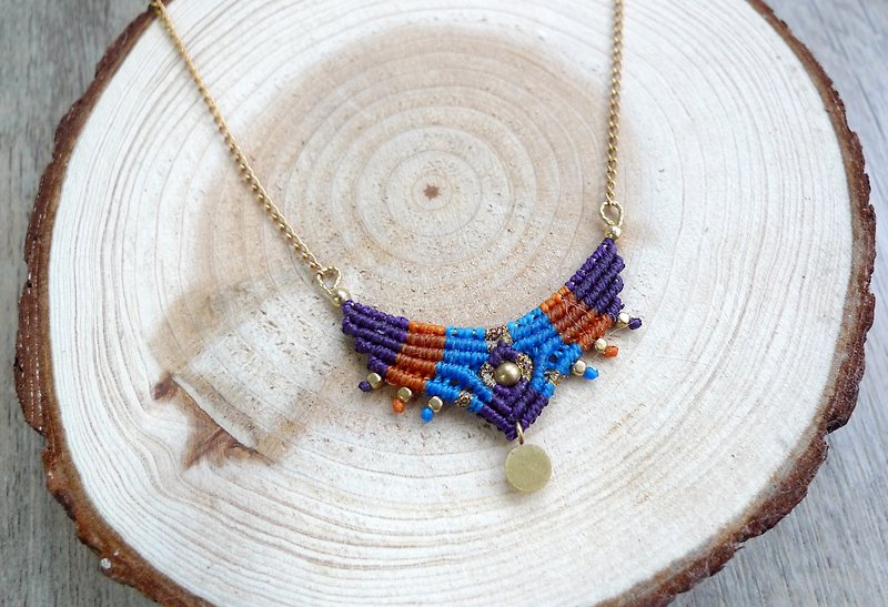 Misssheep- [N14] ethnic wind multicolored South American wax braided brass necklace - Necklaces - Other Materials 