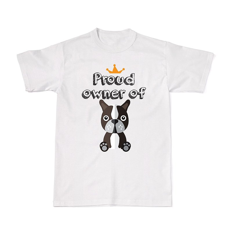 Proud Dog Owners Tees - Boston Terrier - เสื้อยืดผู้หญิง - ผ้าฝ้าย/ผ้าลินิน ขาว