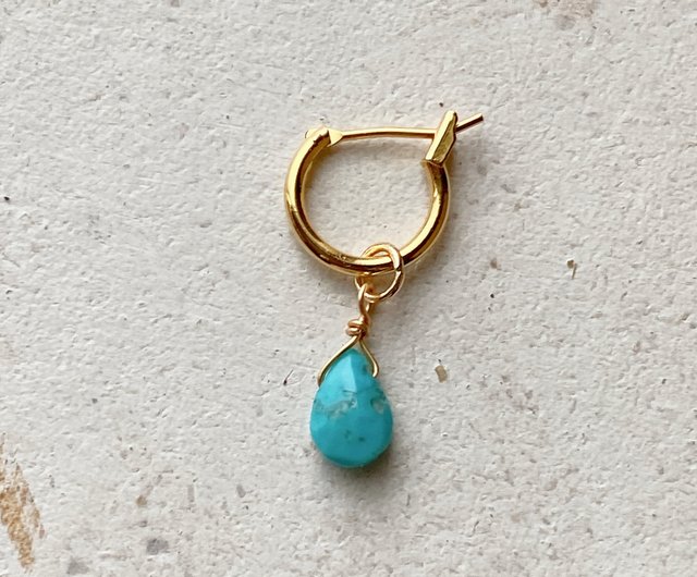 New❗️① アリゾナターコイズ ピアス.イヤリング用 ペア 新品❗️K18YG アリゾナターコイズ D合計0.16ct ハート型 イヤリング