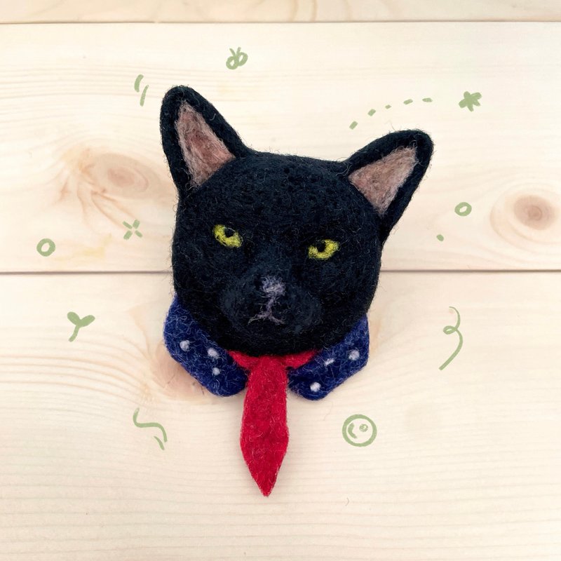 Needlefelt / wool black cat brooch , keychain . Limited quantity - เข็มกลัด - ขนแกะ 