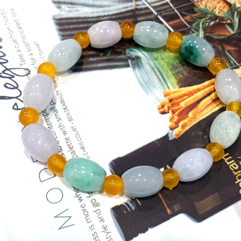 Three Colors Fortune Lucky Natural Burmese Jade A Cargo Passepartout Bracelet Jade Bracelet With Guarantee Card Gift Packaging - Bracelets - Jade Multicolor